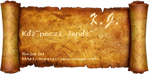 Köpeczi Jenő névjegykártya